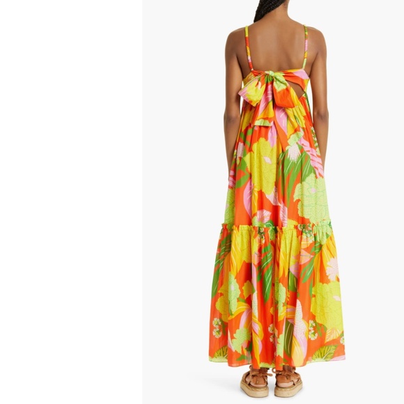 NWT $255 FARM Rio Neon Floral Tiered Cotton Maxi Dress in size XL! - Picture 4 of 14